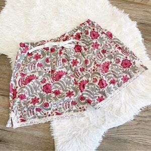 Block Print Pajama Shorts Signals Cotton Lounge Medium Beach Natural